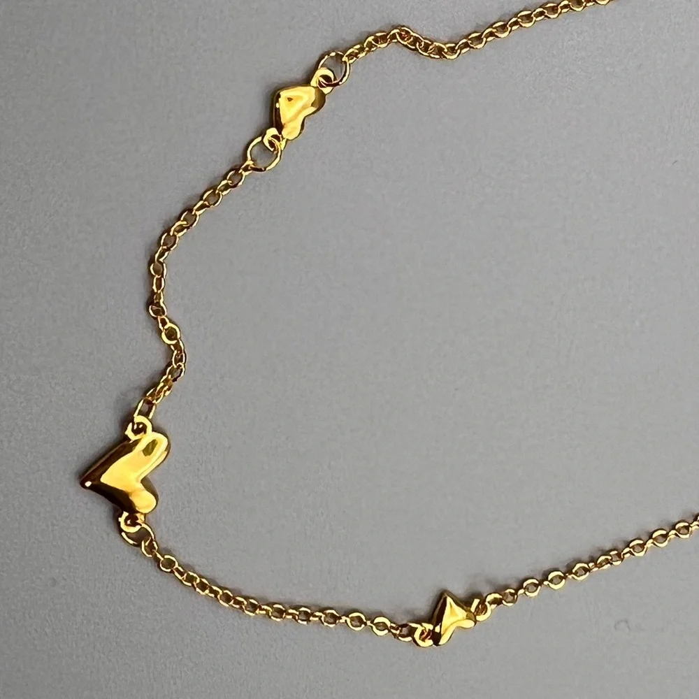 Gold over sterling silver 925 Heart anklet